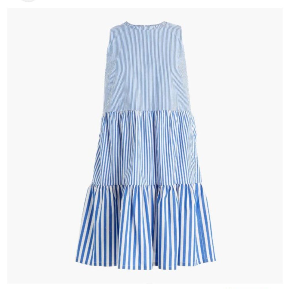 J. Crew Striped Tiered Midi Dress